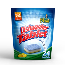 Factory produces mini dishwasher tablets for washing dishes